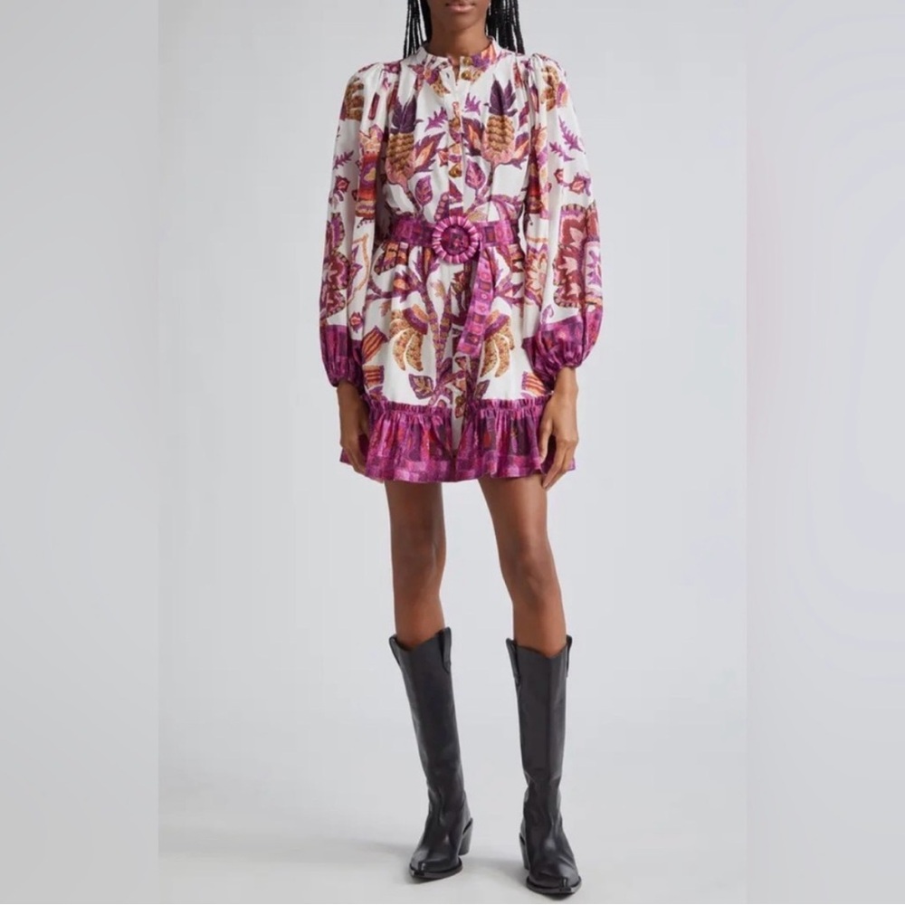 FARM Rio Sunset Tapestry Off White mini dress